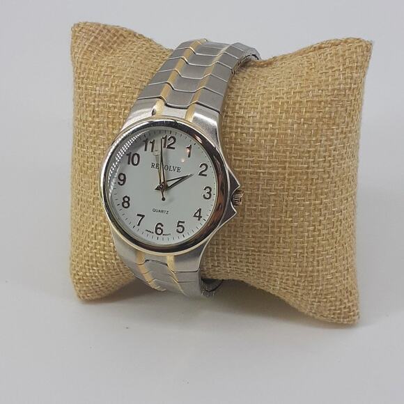 Revolve Quartz White Dial Japan Movt Men's Wristwatch Two Tone Gold Silver Steel - Picture 13 of 13